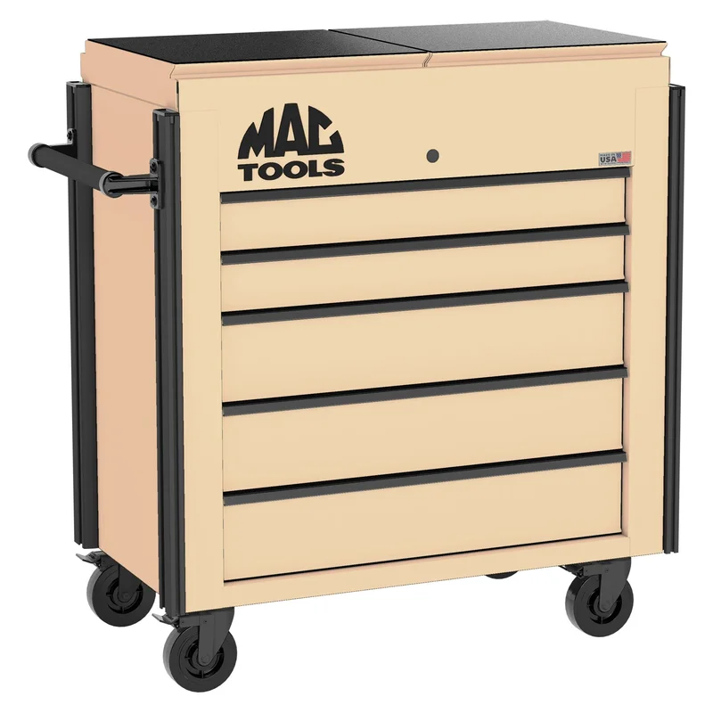 5-Drawer Utility Cart w/ Split Sliding Lid - Desert Tan