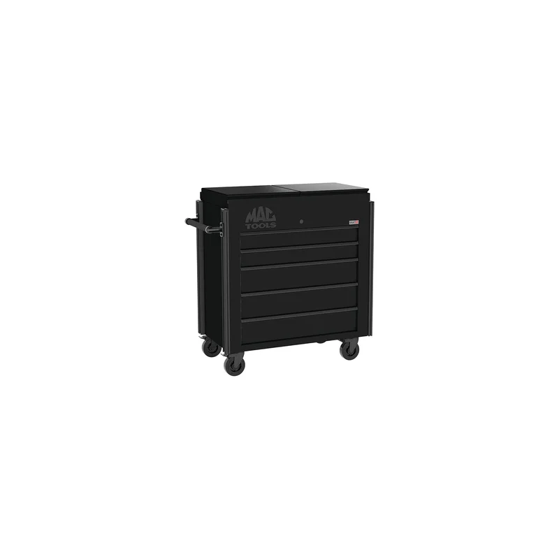 5-Drawer Utility Cart w/ Split Sliding Lid - Flat Black