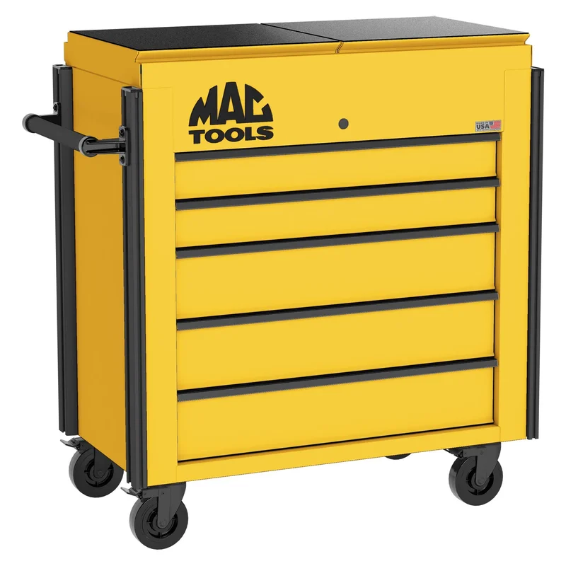 5-Drawer Utility Cart w/ Split Sliding Lid - Sunburst Yellow