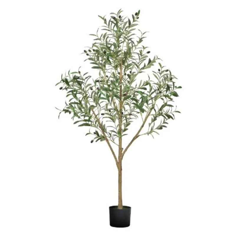 5 ft Artificial Olive Tree with Black Pot Natural Wood Trunk & Realistic Green Leaves and Fruits for Home Office Living Room
