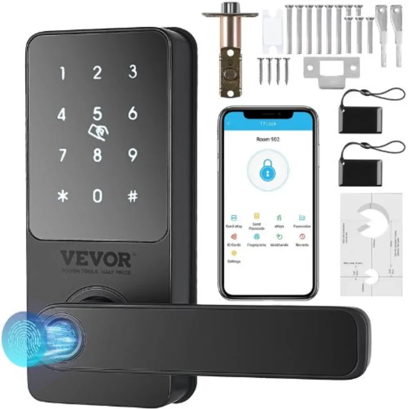 5-in-1 Smart Door Lock with Fingerprint, Keypad & App Control