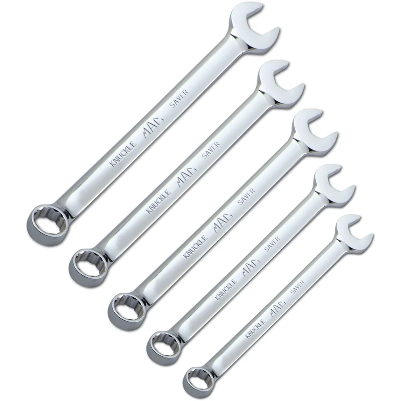 5-PC. Large Metric Knuckle Saver Combination Wrench Set - 12-PT.