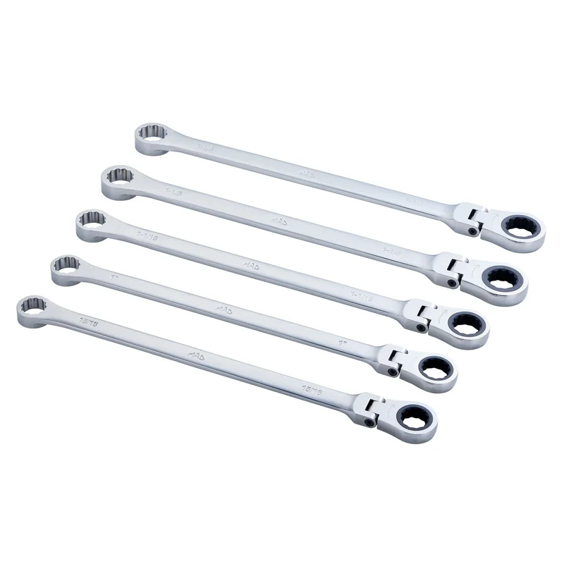 5-PC. SAE XL Flex Head Ratcheting Wrench Set  12 pt.