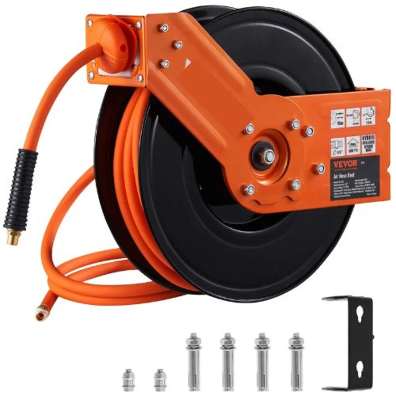 50 feet Heavy Duty Retractable Air Hose Reel for Workshop Garage
