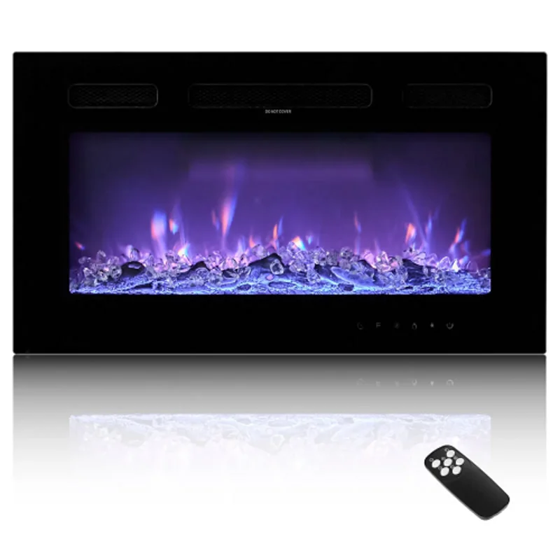 50-Inch Electric Fireplace, 1500W, Wall-Mounted/Recessed, Flat Style with Remote Control