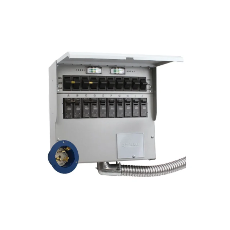 50A 250V 10 Circuit Gray Metal Portable Generator Transfer Switch 510A