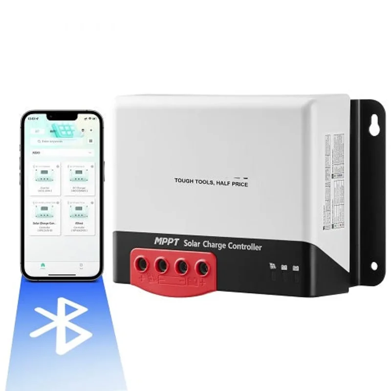 50A MPPT Solar Charge Controller 12V / 24V Auto DC Input, Solar Panel Regulator Charger with Bluetooth Module