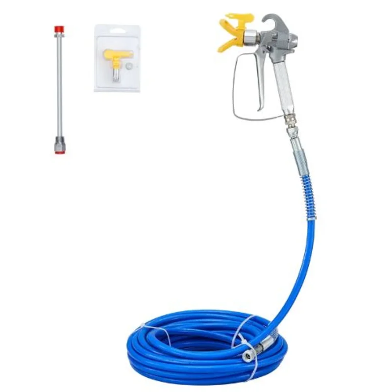 50ft Airless Paint Sprayer Hose Kit 3600 PSI Fiber Tube 8" Extension Rod 517 Tip Guard & 1/4" Swivel