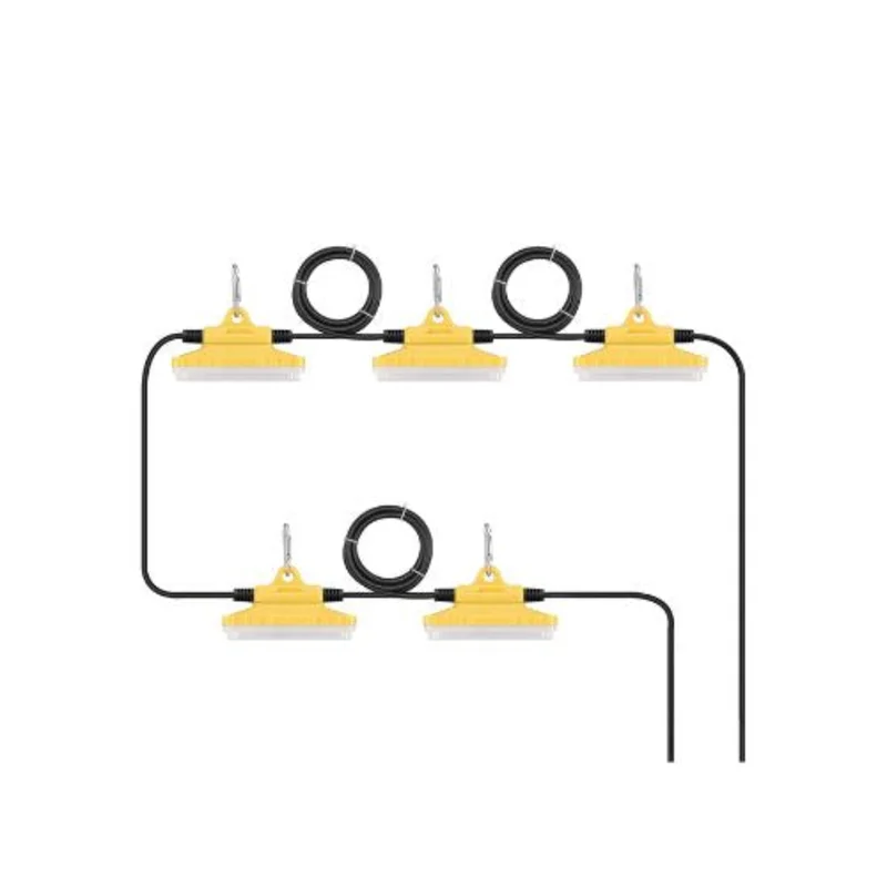 50FT LED 5 Head Construction String Work Lights  75W IP65 Waterproof 7,500 Lumens for Indoor/Outdoor