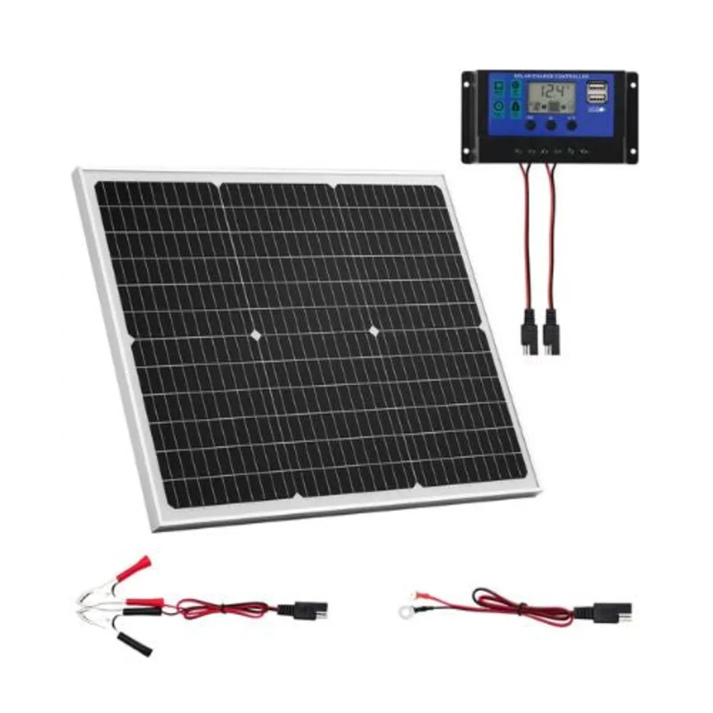 50W 12V Solar Battery Charger Maintainer, Mono Solar Panel Trickle Battery Charger with Upgraded MPPT Controller