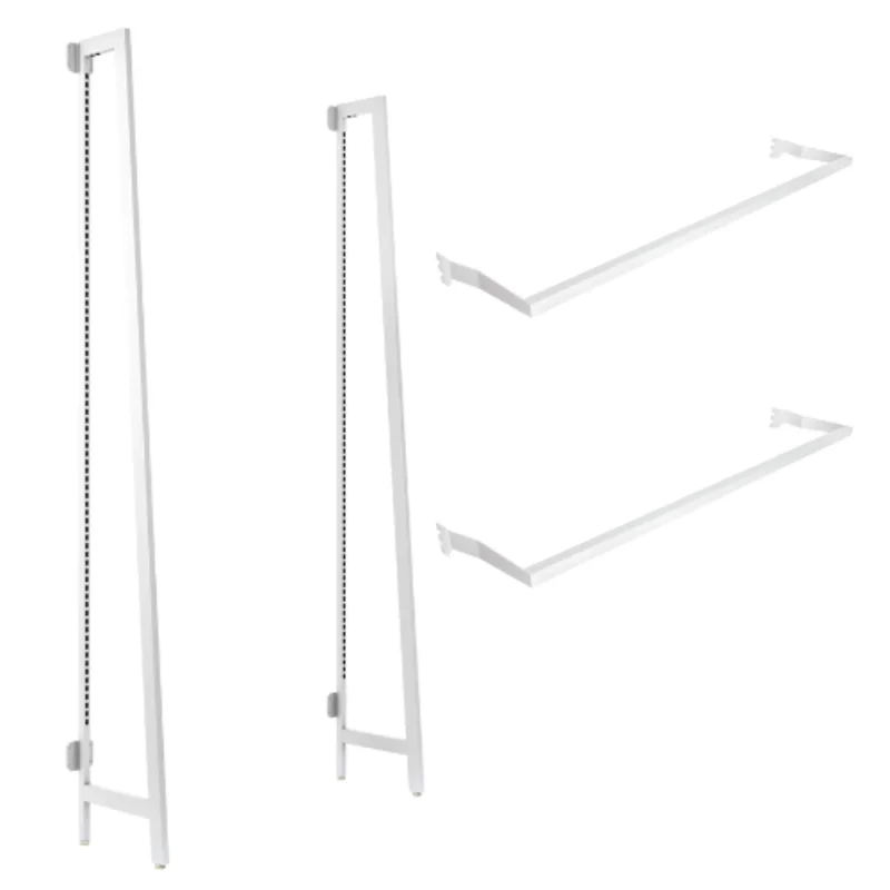 53 Length Aspect Merchandiser Kit 4 Gloss White Outrigger with Two Hangrails APORWK4