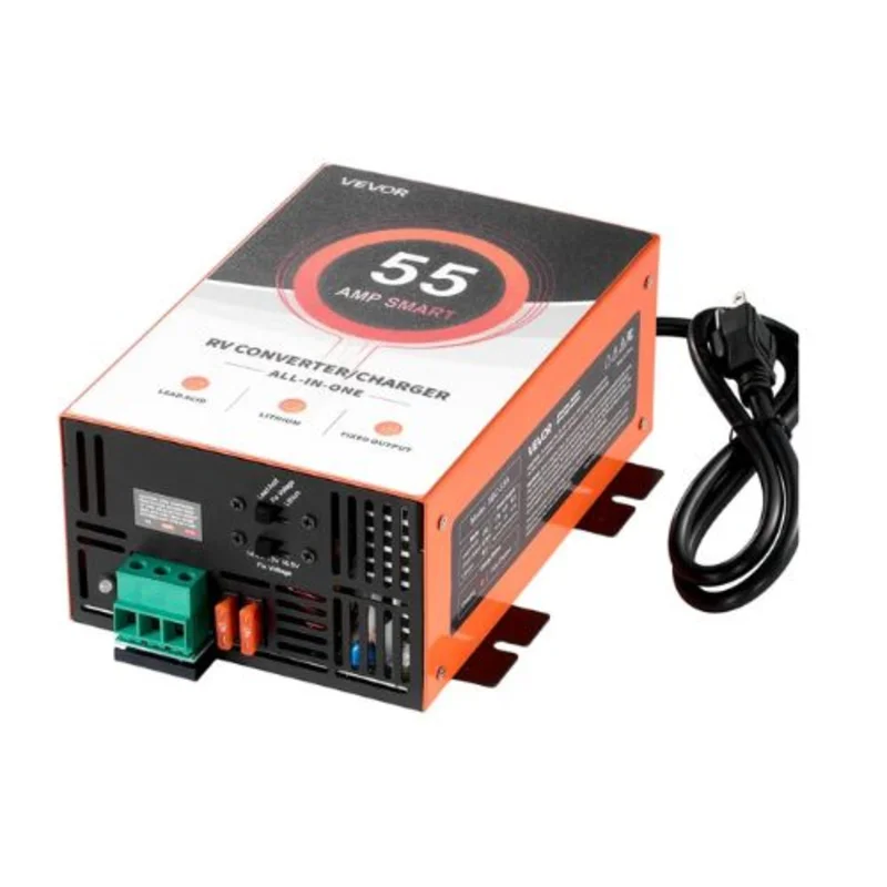 55 Amp 110V AC to 12V DC RV Converter Battery Charger Compatible with Lithium & Lead Acid Battery