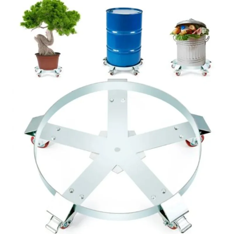 55 Gallon Heavy Duty Drum Dolly 1250lbs Load Capacity Barrel Dolly Cart Drum Caddy Non Tipping Hand Truck Capacity Dollies with Steel Frame 5 Swivel Casters Wheel