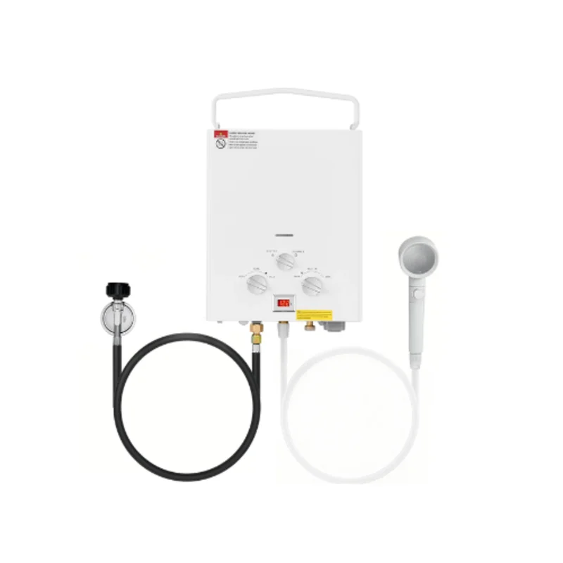 5L Portable Propane Tankless Water Heater with Water Pump With 34,000 BTU, 1.32 GPM, Outdoor Instant Hot Water System White TMYD-01020110