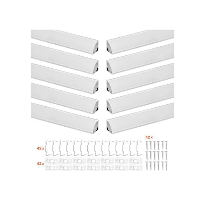 6.6 ft Aluminum LED Profile V-Type Channel for Under Cabinet Lighting Kit 10 Pack