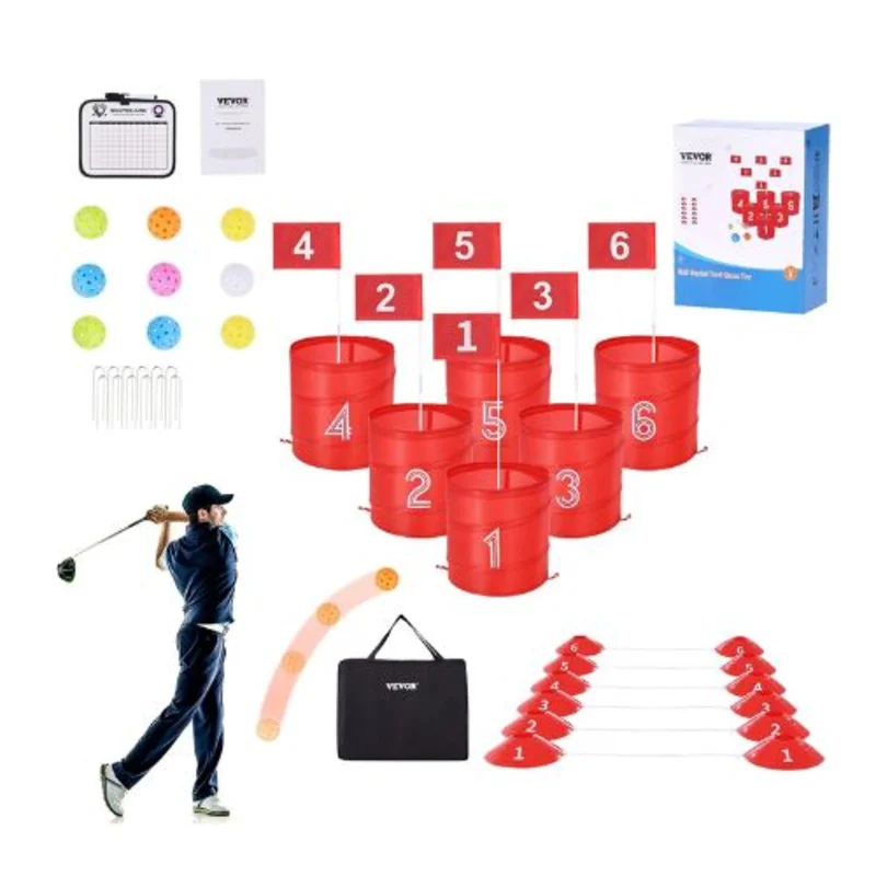6-Hole Backyard Golf Chipping Game, Portable Outdoor Golf Game for Adults and Kids