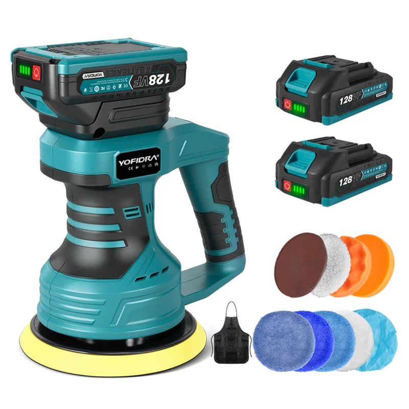 6-Inch 150mm Cordless Car Polisher 8 Gear [2 batteries and a charger included]
