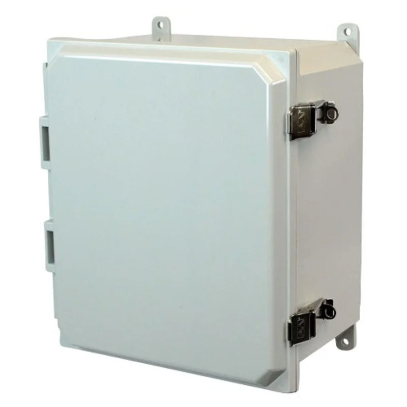 6 Inch Depth Stainless Steel Lockable Snap Latch Hinged Cover Non Metallic Enclosure AMP1426L