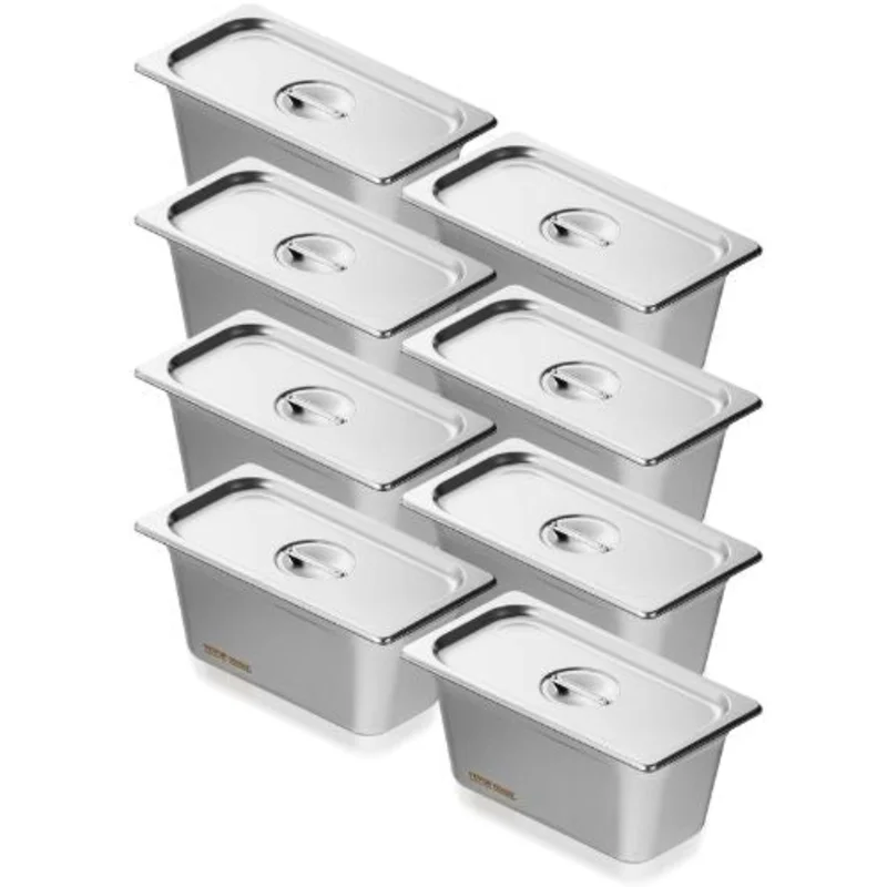 6-Inch Hotel Pans Stainless Steel Table Pan For Catering Storage Food UCT8136L-8 (Pack of 8)
