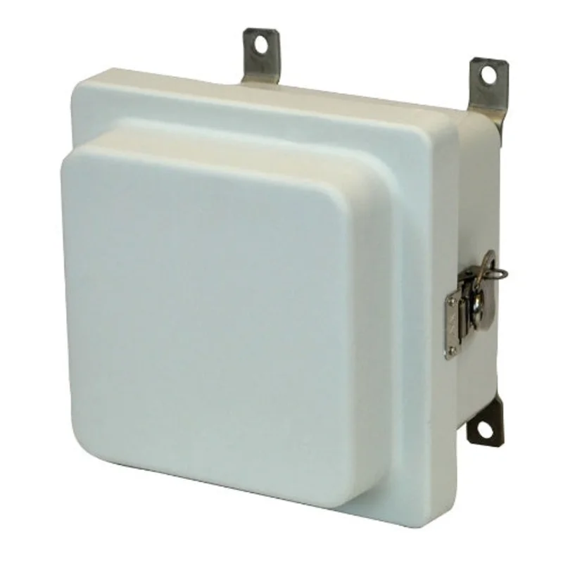 6 Inch Width Gray JIC Size Lockable Twist Latch Fiberglass Enclosure AM664RT