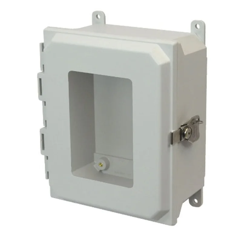 6 Inch Width NEMA 4X Grey Lockable Twist Latch Fiberglass Enclosure AMU864TW