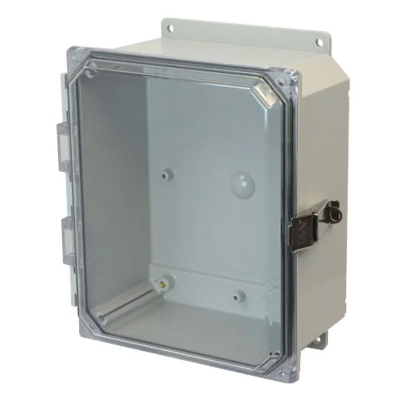 6 Inch Width NEMA 4X Polycarbonate Stainless Steel Lockable Snap Latch Enclosure AMP864CCLF