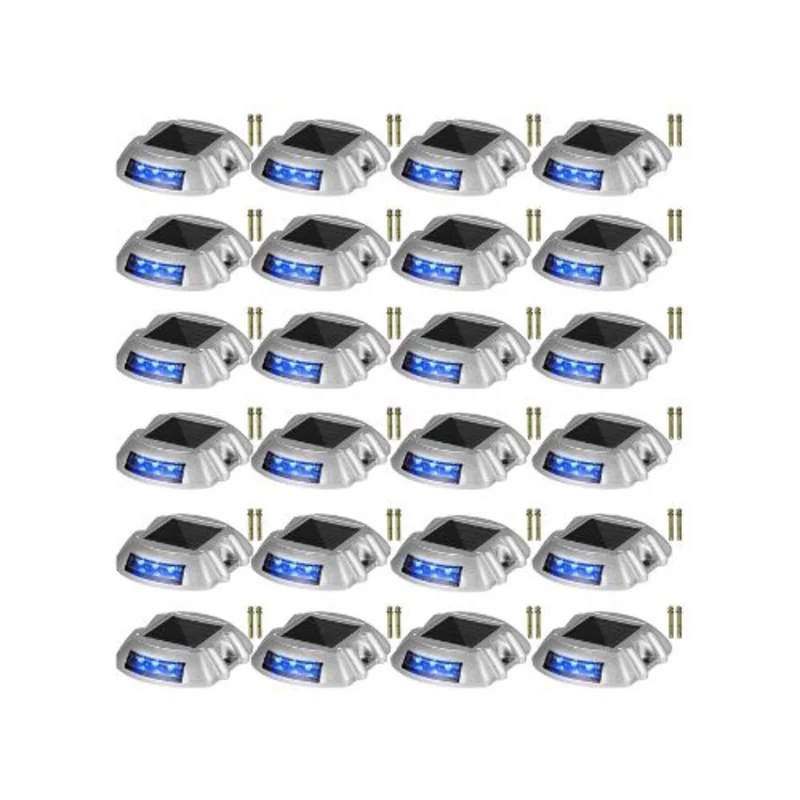 6 LED Outdoor Solar Weatherproof Solar Driveway Marker Lights Blue 24 Pack