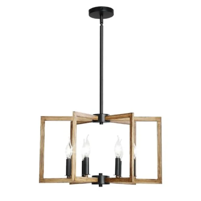 6-Light Metal Farmhouse Chandelier Adjustable Height Hanging Light Fixture for Dining Room Bedroom Kitchen Foyer & Living Room