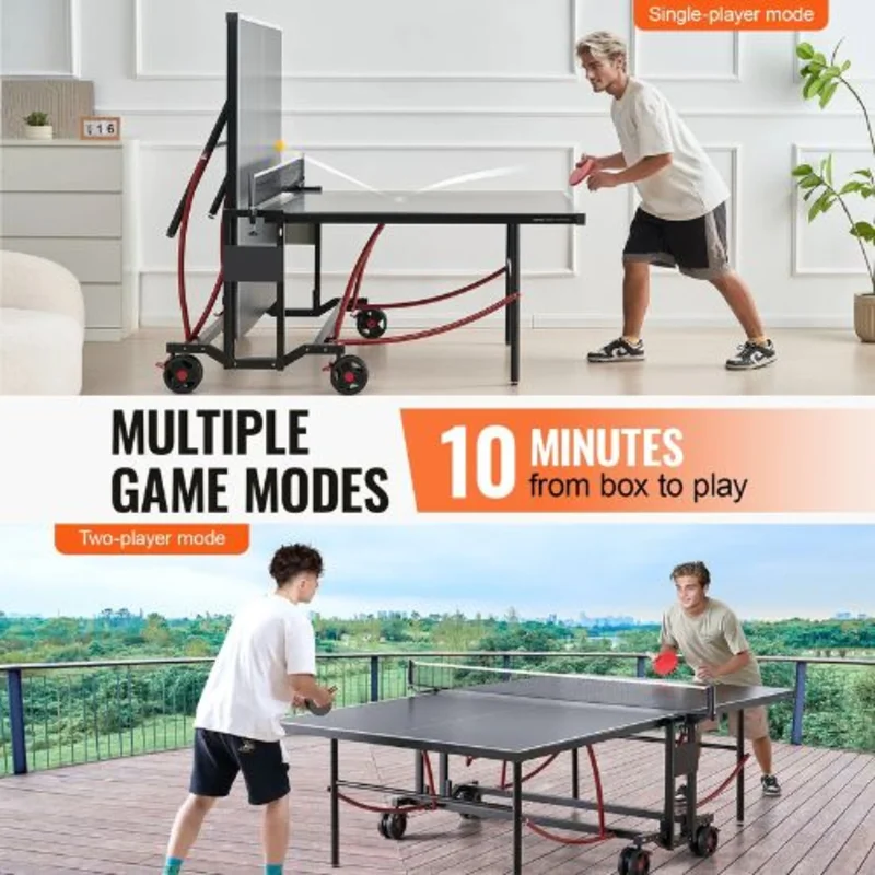 6 mm Portable Foldable Aluminum Ping Pong Table Quick Assembly for Kids & Adult