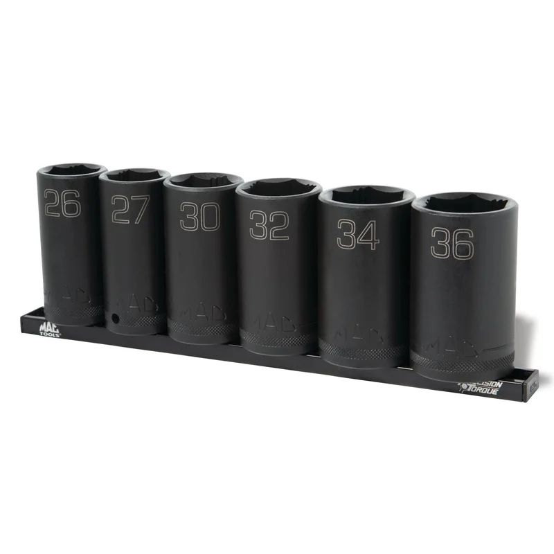 6-PC. 1/2" Drive Metric Deep Impact Socket Set - 6-PT.
