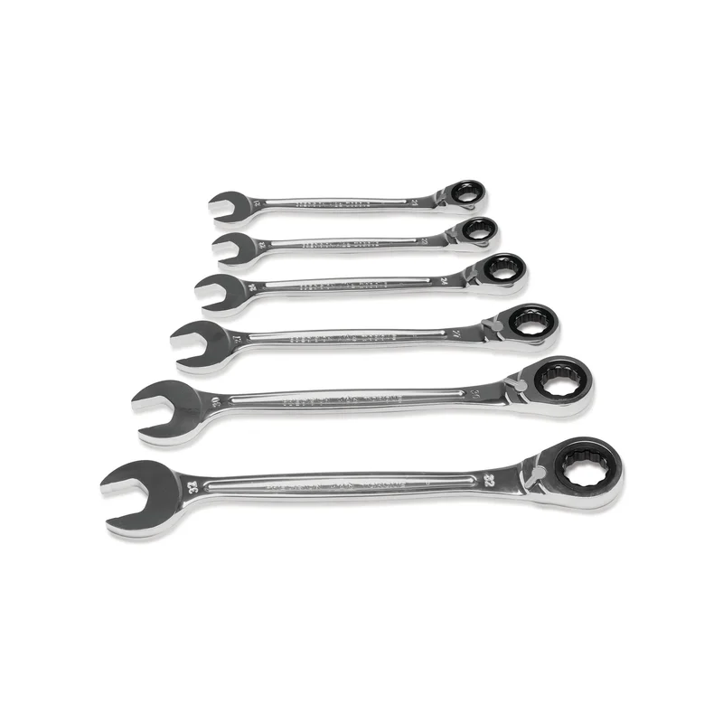 6-PC. Large Metric Reversible Ratcheting Wrench Set - 12-PT.