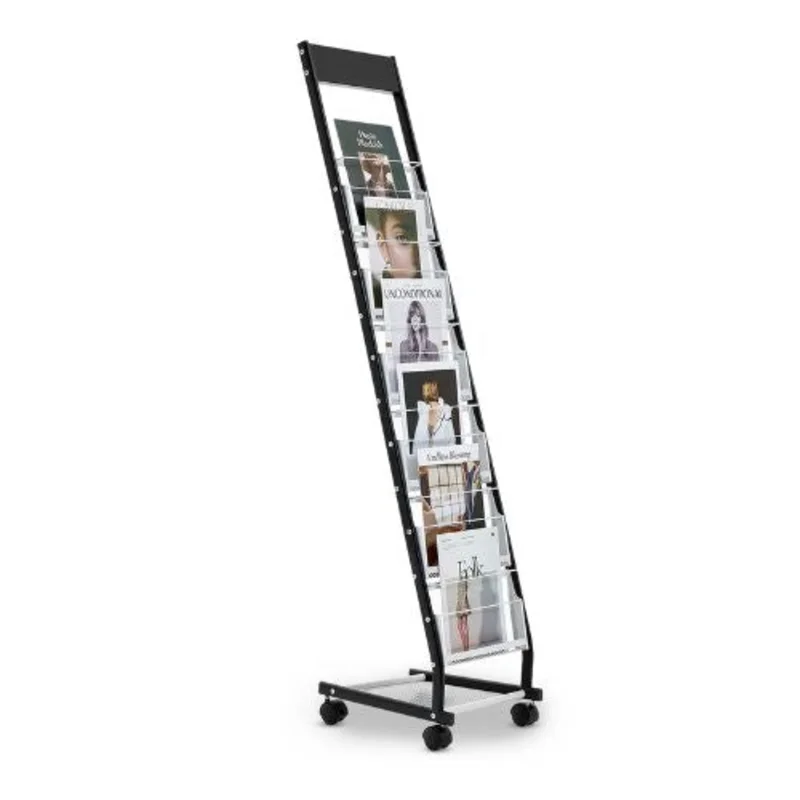 6 Pocket Narrow Literature Display Stand with Wheels HS-Z19