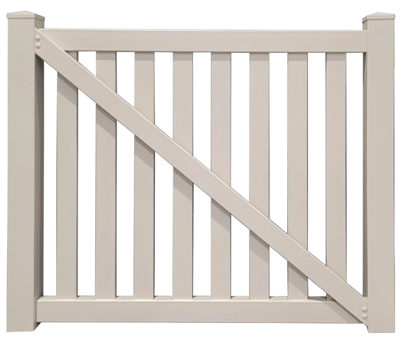6' x 4' Sandstone Semi-Private Closed Picket Single Swing Vinyl Fence Gate (K-17)