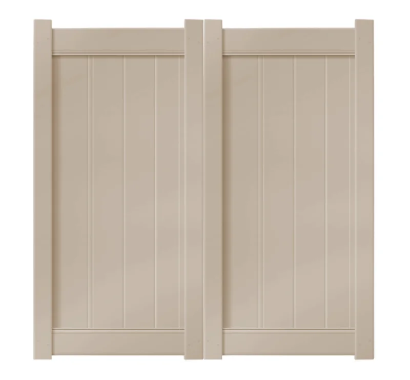 6 x 6 Sandstone Double Drive Vinyl Gate