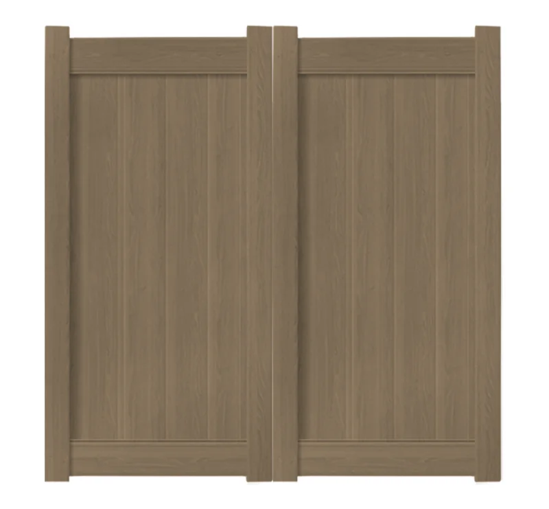 6 x 6 Weathered Cedar Double Drive Vinyl Gate