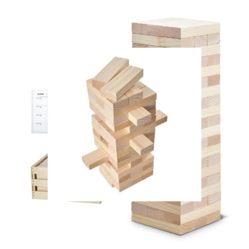 60-Block Giant Tumbling Timber Toy, Wooden Stacking Game with Storage Crate & Scoreboard, Indoor/Outdoor Fun