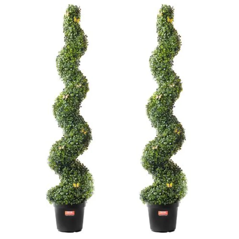 60 Inch Artificial Boxwood Topiary Tree for Home Decor Indoor/Outdoor (2 Pieces)