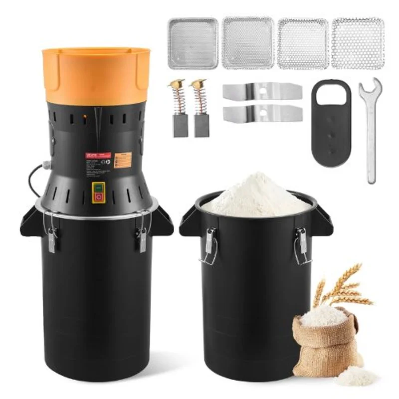 600W Electric Grain Mill Grinder - High Power 14 Gal Commercial Spice Pulverizer for Grains Spices Coffee Corn & More with Galvanized Sharp Blades