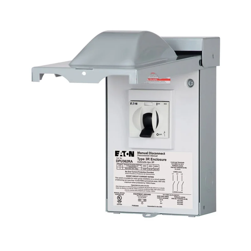 60A 600VAC 10KAIC Gray Galvanized Steel Air Conditioner Disconnect Switch DPU362RA