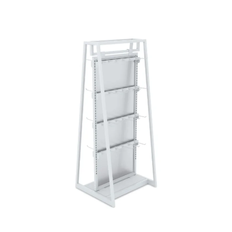 62 Inch Height Aspect 24" Floor Merchandiser with Display Hooks Kit 4 Gloss White APA24KIT4W