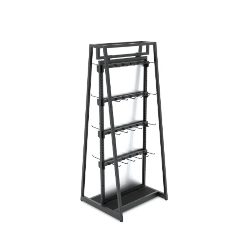 62 Inch Height Aspect 24" Floor Merchandiser with Display Hooks Kit 4 Matte Black APA24KIT4B