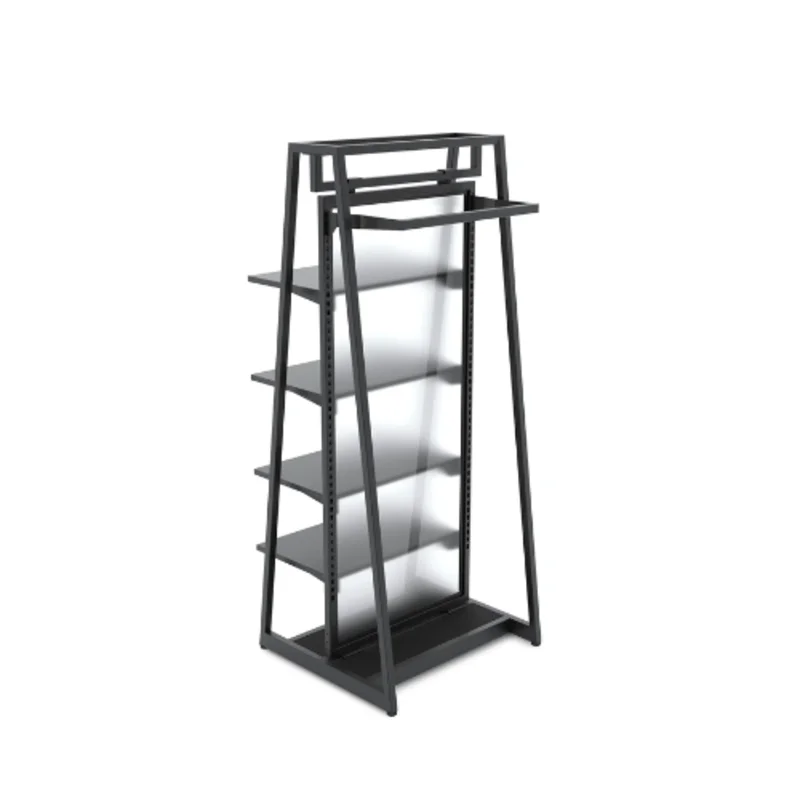 62 Inch Height Aspect 24" Floor Merchandiser with Hanging and Shelving Kit 2 Matte Black APA24KIT2B