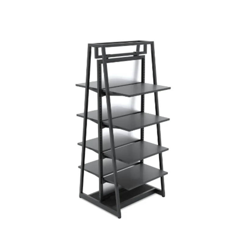 64 Inch Height Aspect 24" Floor Merchandiser Shelving Unit Kit 3 Matte Black APA24KIT3B