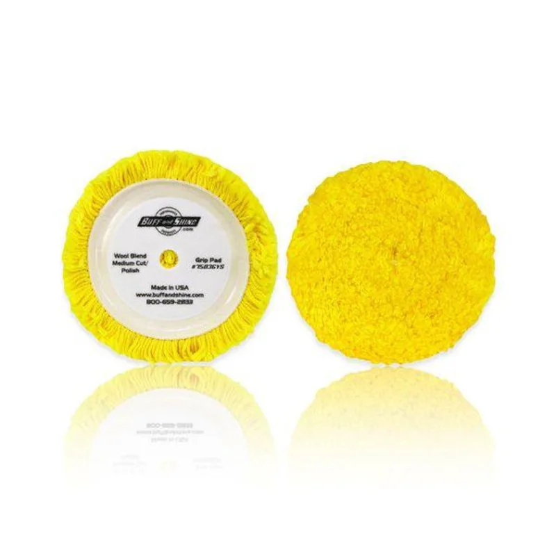 7.5" X 1.5" Buff and Shine Grip Back Wool Polishing Pad