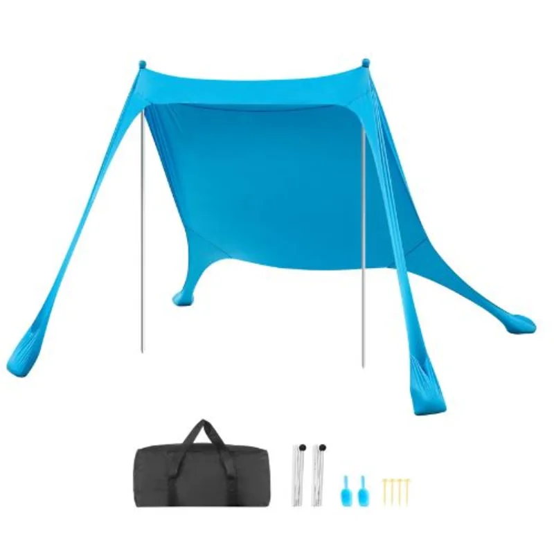 7.5x7.5 f Ft Beach Tent Sun Shelter UPF50+ Sun Protection 6.6 ft Tall for Family Outings Camping (Blue)