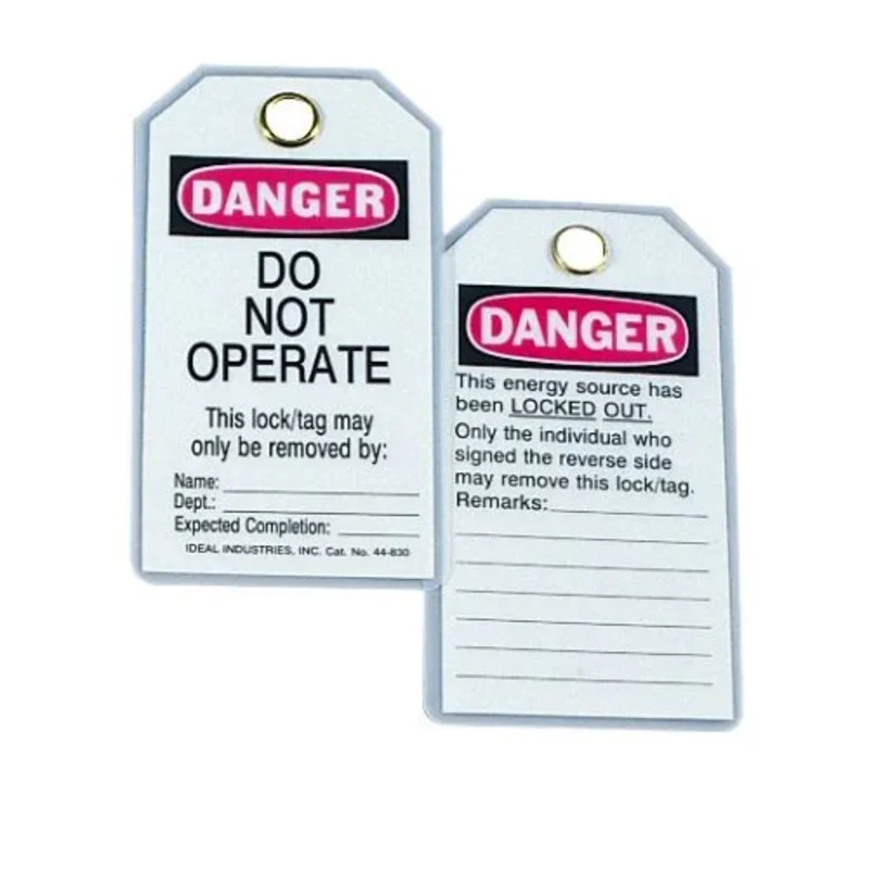 7/8 in Hole Heavy Duty Laminated Lockout Tag Plastic 44-1830 (Pack of 100)