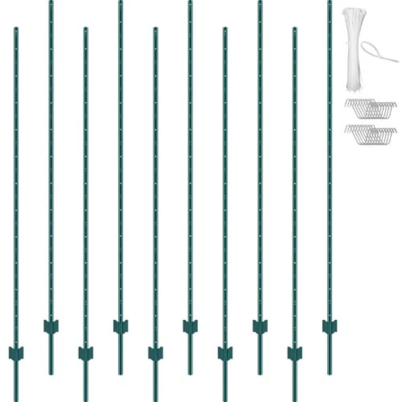 7 FT T-Post Heavy Duty Metal Fence Post (Pack of 10)