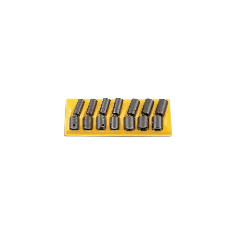 7-PC. 1/2" Drive Metric Deep Impact Universal Socket Set - 6-PT.