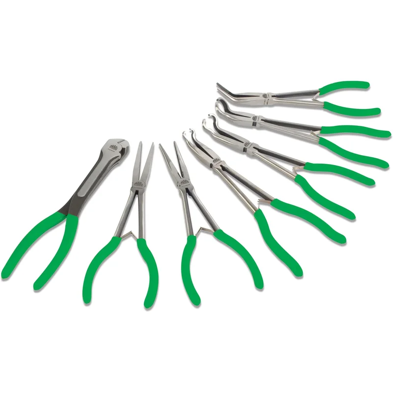 7-PC. Combination Long-Reach Pliers Set - Green
