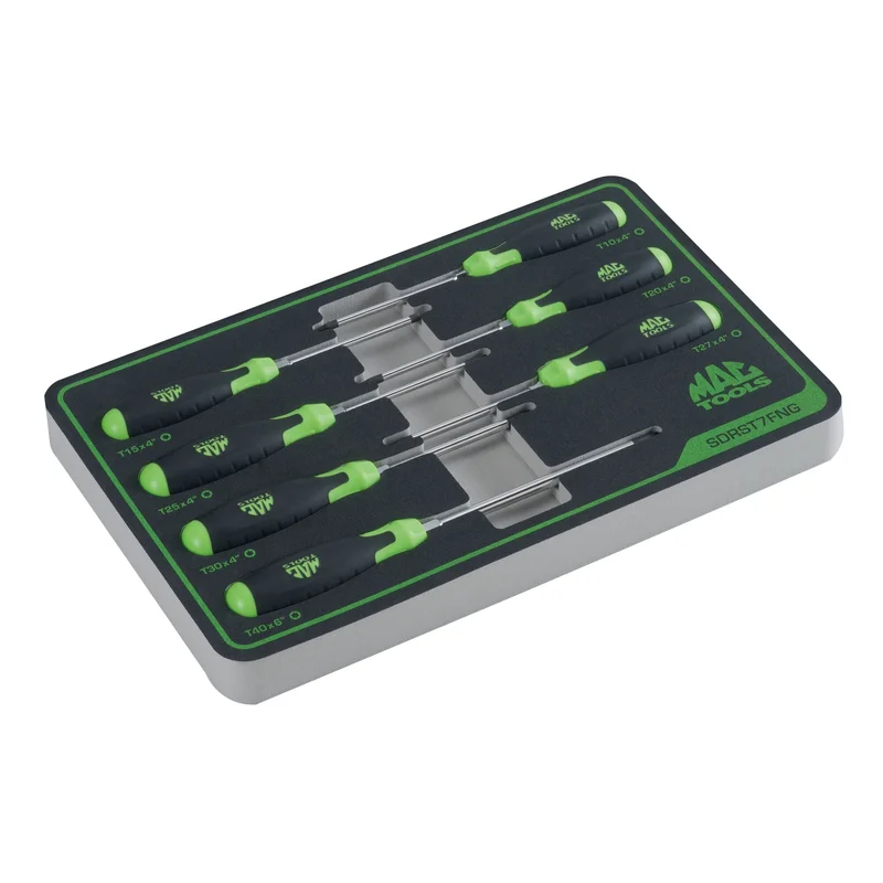 7-PC. Torx Screwdriver Set in Foam - Green
